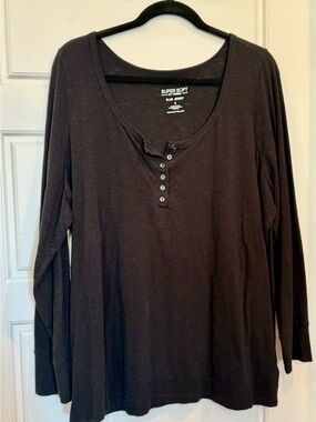 Torrid Long-Sleeve Henley Top in Black